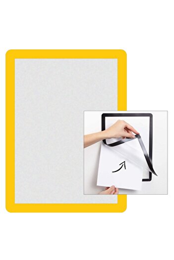 direkt-al Notice Board Flexible Frame with Adhesive Magnet on the Back 2 Pieces A4 Yellow