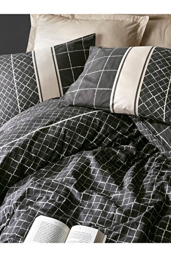 Cotton Box Dark Double Duvet Cover Set Entrance Beige