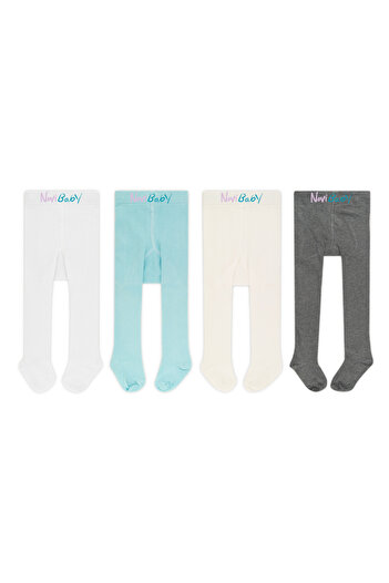 Novibaby Set of 4 Baby and Kids Cotton Pantyhose - White, Ecru, Pink vs