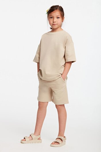 GRIMELANGE Σετ φόρμας Calı Girl's Crew Neck Beige