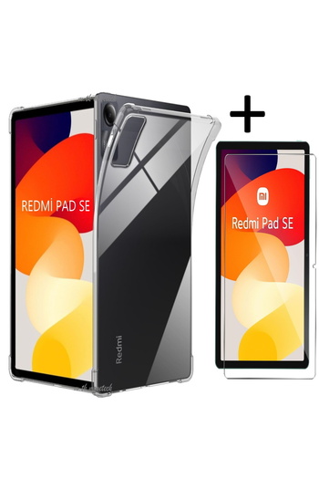 m.tk moveteck حافظة Xiaomi Redmi Pad Se مقاس 11 بوصة، مجموعة واقي شاشة شفاف مقاوم للصدمات