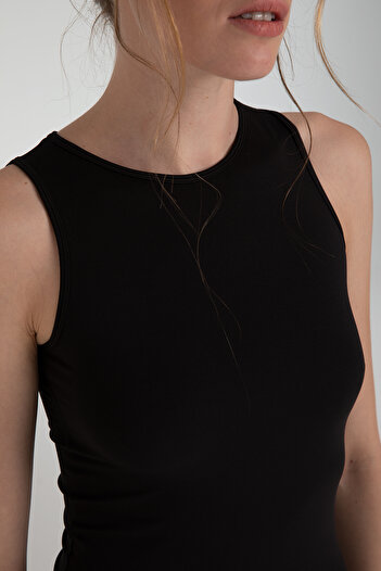 SHEISMONO Soft Touch Kolsuz Mini Elbise Siyah