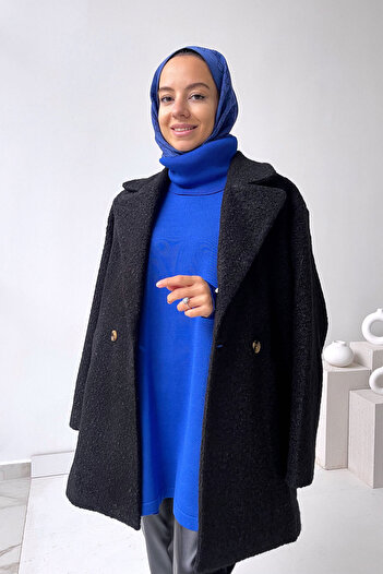 Ka Hijab Teddy Hijab Coat - Black