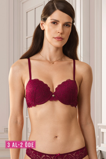 Pierre Cardin Women's Cherry4675001 Milan Underwire Supported Push Up Lace Bra