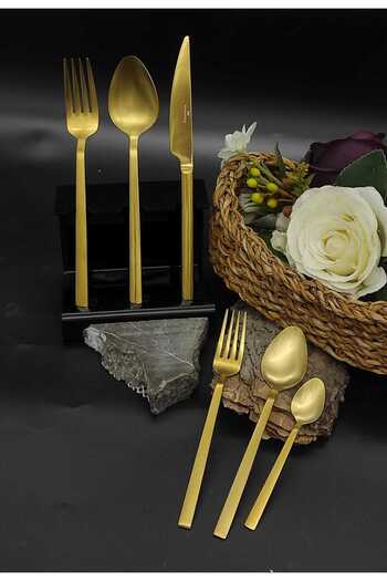 Wessenburg Berlin Matte Gold 72 Piece Fork Spoon Knife Set