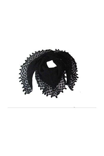 Pafuli Black Shawl with Pompom Tip
