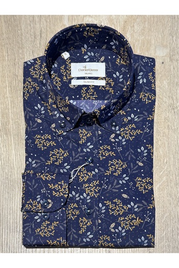 Daniel Bessi Long Sleeve Slim Fit Floral Patterned Cotton Men's Classic Shirt