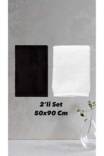 HIZSOY TEKSTİL 2 штуки LUX 50x90 см рушник для рук і обличчя чорно-білий 300 г/шт. - Вигідний набір