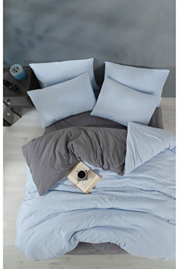 Loyal Home Double Duvet Cover Set with Elastic Sheets - Blue