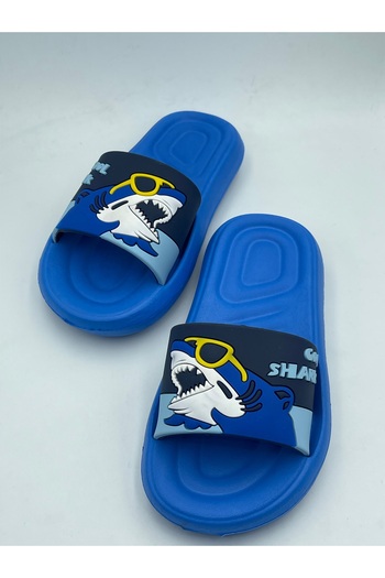 GEZER Anatomical Sole Non-Slip Sole Pool Sea Home Street Children's Slippers (Shark Pattern)