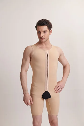 ERFECEN Men's Agraphed Above Knee Liposuction Corset /art 503/black Color