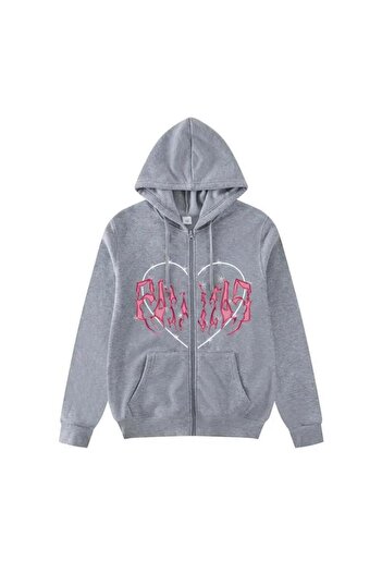 Touz Moda dompuleri moda Touz Harajuku Рожеве серце з сірими шипами Hırka
