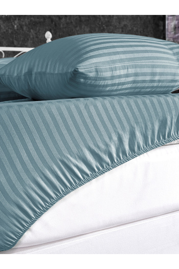 Alena Home Style Cotton Satin 180x200 Double Striped Elastic Sheet Set
