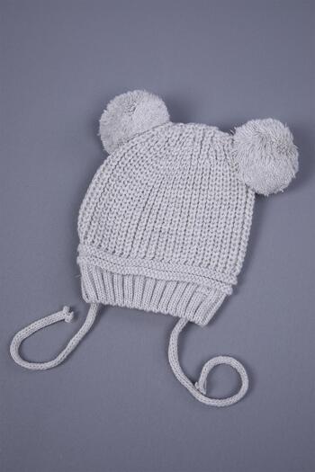 Babyhola Knitwear Double Pompom Tied Baby Girl Boy Newborn 0-3 Months Beret 0946
