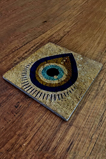 Begoloni Stone Decor Natural Stone Trivet 20X20Cm Evil Eye Bead Printed Teapot Coaster - Pot Pan Coaster