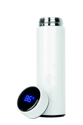 Kupabaskıcısı White Steel Thermos with Digital Display - 450mlt