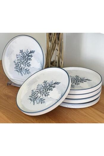 Keramika Blue Magic Stackable 21 Cm Cake Plate for 6 Persons White