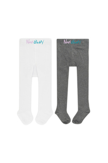 Novibaby 2 Pack Baby Cotton Pantyhose, Children's Newborn Cotton Girls Boys School Socks, White Ecru Pink
