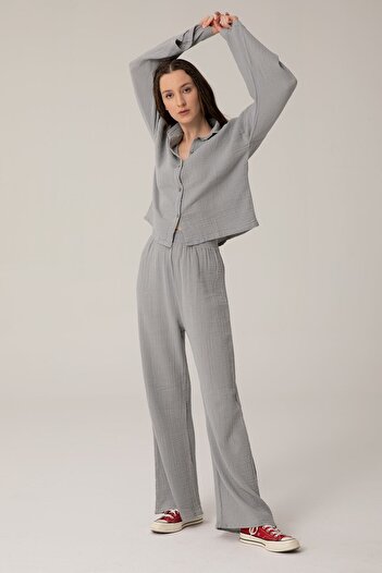 SHEISMONO Muslin Trousers Gray