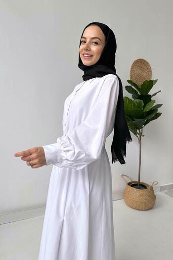 Ka Hijab Φόρεμα Hijab πουκάμισο με μανσέτες - Λευκό