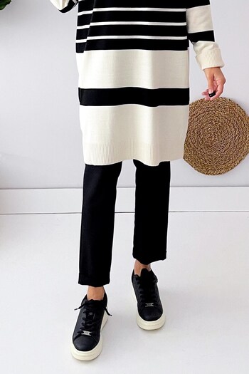 Ka Hijab Rope Detail Carrot Trousers - Black
