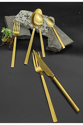 Wessenburg Berlin Matte Gold 36 Piece Fork Spoon Knife Set