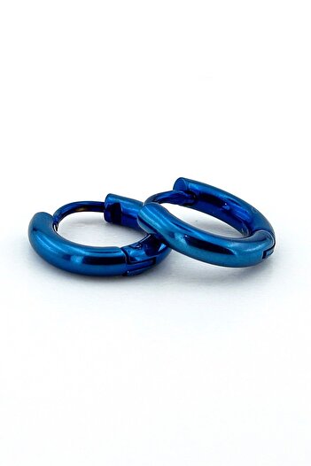 Solfera Mini Size Blue Steel Women's/Men's Hoop Earrings - Round Cut ER017