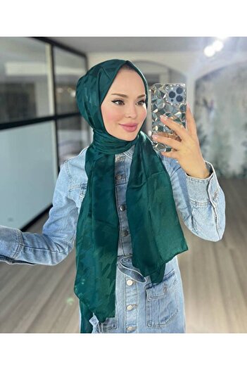 VALORSCARF Emerald Green Houndstooth Pattern Silky Jacquard Shawl