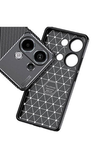 Nezih Case Xiaomi Redmi Note 13 Pro 4g Camera Protected (Carbon Design) Protective Luxury Silicone Case