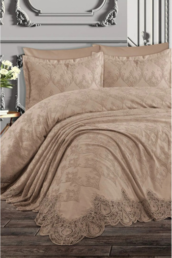 ZESA HOME French Laced Cotton 6 Piece Pique Set Dowry Holder
