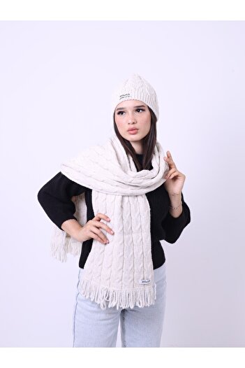 RTD&VLD RTD & VLD Women's Knitted Pattern Knitwear Scarf Beanie Set
