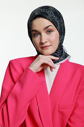 Modakaşmir Mk Loop Cotton Scarf Black White