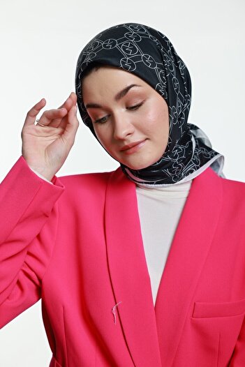Modakaşmir Mk Loop Cotton Scarf Black White