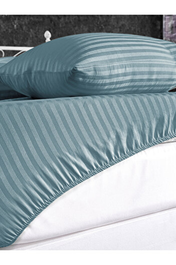 Alena Home Style طقم ملاءات مطاطية مخططة مزدوجة مقاس 180x200 من القطن