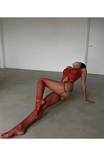 EDLİNGERİE Red Red Fishnet Detailed Body Stockings