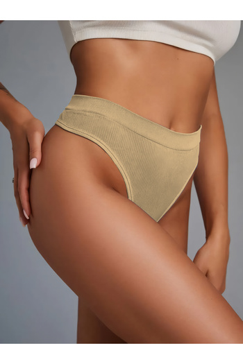 MİSTİRİK Paulo Model Flexible and Soft Fabric Ribbed String Sports Panties Skin Color