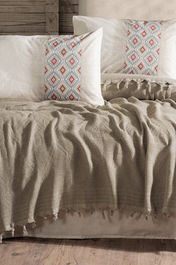 Cotton Box Jacquard Double Duvet Cover Papina Stone