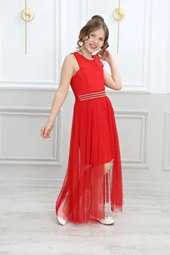 Jannock Girl's Red Evening Dress Age 9. 10 years. 11 years old. 12 years. 13 years old. 14 years old.