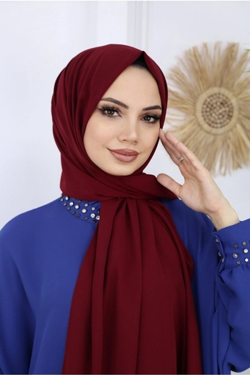 FRESCO SCARFS Tesettür Hijab Medine Ipeği Şal*bordo