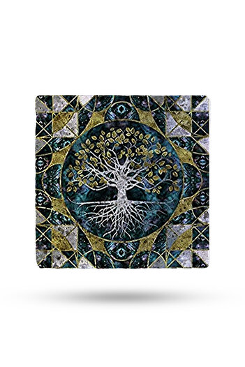 Begoloni Stone Decor Natural Stone Trivet 15x15cm Tree of Life Printed Natural Stone Trivet -295