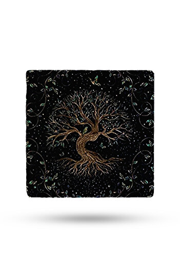 Begoloni Stone Decor Tree of Life Printed Natural Stone Trivet 20X20Cm - Presentation 295
