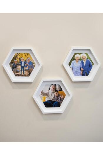 Nobbystar Adhesive Disconnect Large Size White Hexagonal Photo Frame - Pack of 3