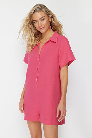 Trendyol Collection Fuchsia Wide Fit Woven Muslin Beach Jumpsuit Tbess23Tu00001