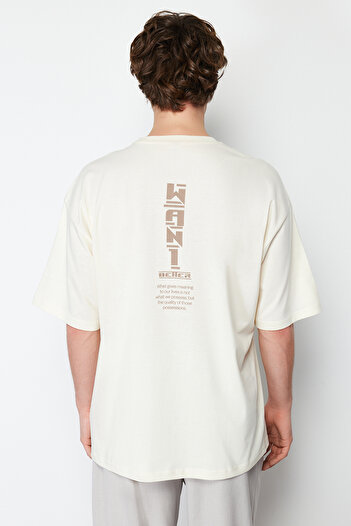 Trendyol Collection Βαμβακερό μπλουζάκι Oversize Stone Back Printed - TMNSS24TS00054