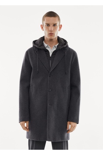 MANGO Man Removable Hooded Wool Coat