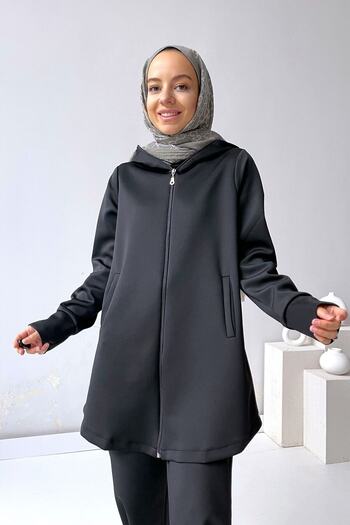 Ka Hijab Hijab Scuba Suit with Leg Detail - Black