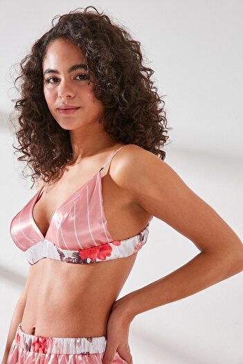 C&City Saten Sütyen Şort Takım 9065 Pembe/ekru