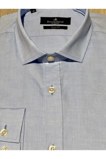 Brooksfield Довгорукавна сорочка Slim Fit, 100% бавовна, синя, чоловіча, повсякденна