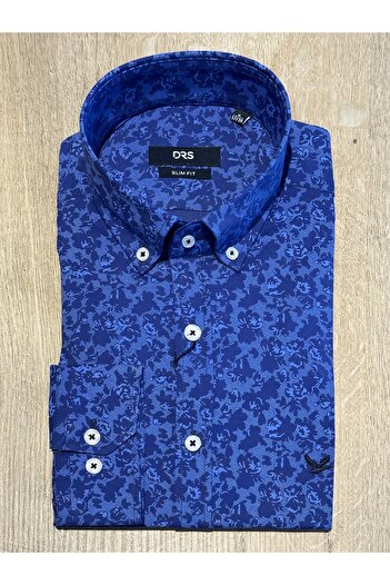 Dorss Довгорукавна сорочка Slim Fit з квітковим візерунком з бавовни для чоловіків