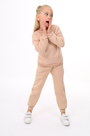ÖYKÜ KİDS Three Thread Pocket Crew Neck Top and Bottom Set